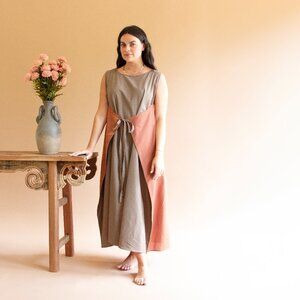 La Lou Reversible Tie Dress – Sienna/Mocha | Colorblock Midi Maxi | Boutique | N